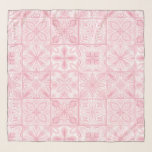 Ornate tiles in pink  scarf<br><div class="desc">Hand-painted various ornate tiles with floral elements</div>