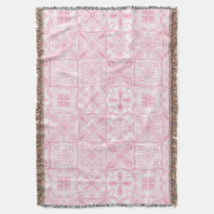 Ornate tiles in pink  throw blanket
