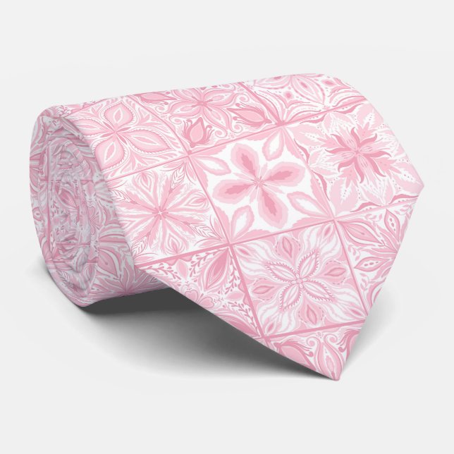 Ornate tiles in pink  tie (Rolled)