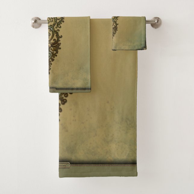 Ornate Treble Clef Bath Towel Set (Insitu)