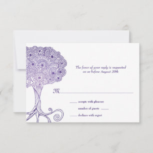 Ornate Tree of Life Purple Bat Mitzvah RSVP