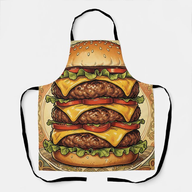 Ornate Triple Cheeseburger Apron (Front)