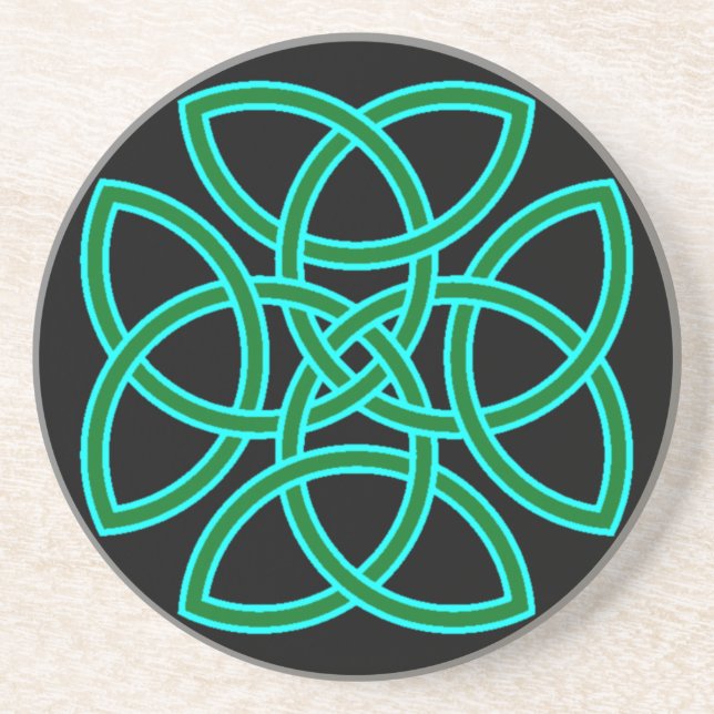 Ornate Triquetra Cross in Sage Bright Green Coaster (Front)