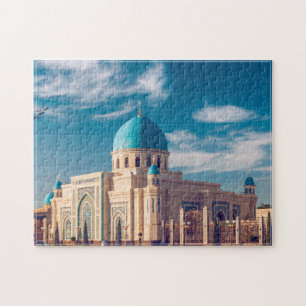 Ornate Uzbekistan Mosque Turquoise Dome Jigsaw Puzzle