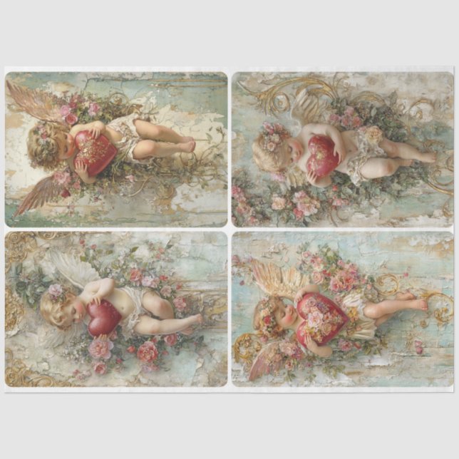 Ornate Valentine Cupids Tissue Paper (Front)