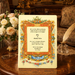 Ornate Victorian Era Scroll Retro Colourful Frame Invitation
