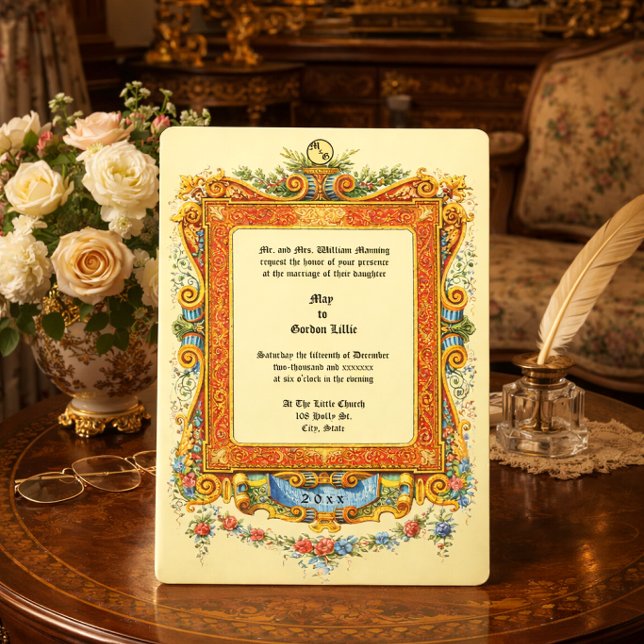 Ornate Victorian Era Scroll Retro Colourful Frame Invitation (Creator Uploaded)