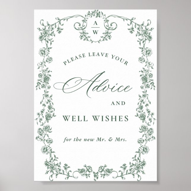  Ornate Victorian Flower Grace Advice & Wishes Poster (Front)