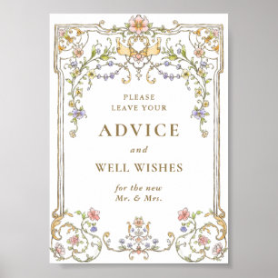 Ornate Victorian Grace Floral Advice & Wishes Sign