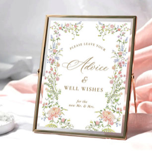 Ornate Victorian Grace Floral Advice & Wishes Sign