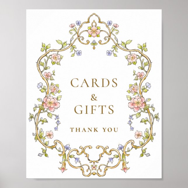 Ornate Victorian Grace Floral Cards and Gifts Sign (Front)