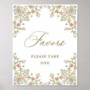 Ornate Victorian Grace Floral Favours Wedding Sign