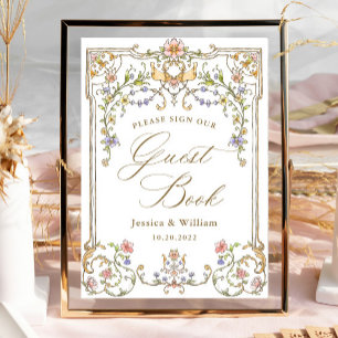 Ornate Victorian Grace Floral Guestbook Sign
