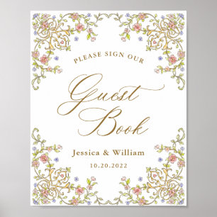 Ornate Victorian Grace Floral Guestbook Sign
