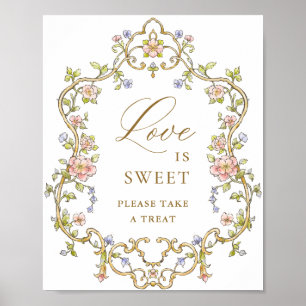 Ornate Victorian Grace Floral Love is Sweet Sign