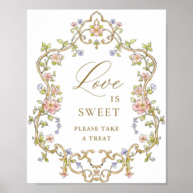 Ornate Victorian Grace Floral Love is Sweet Sign (Front)