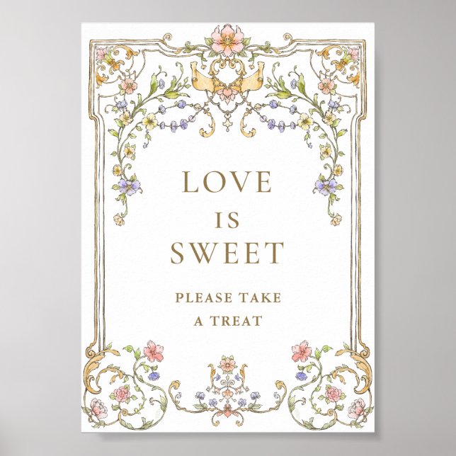 Ornate Victorian Grace Floral Love is Sweet Sign (Front)