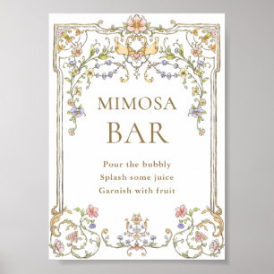 Ornate Victorian Grace Floral Mimosa Bar Sign