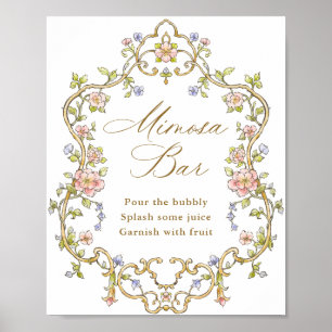 Ornate Victorian Grace Floral Mimosa Bar Sign