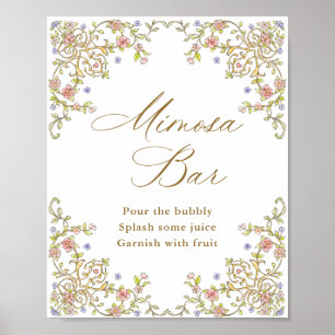 Ornate Victorian Grace Floral Mimosa Bar Sign
