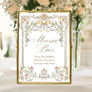 Ornate Victorian Grace Floral Mimosa Bar Sign