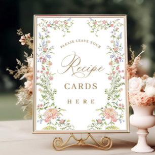 Ornate Victorian Grace Floral Recipe Cards Sign