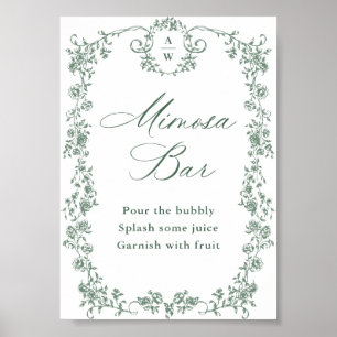 Ornate Victorian Grace Flower Mimosa Bar Sign