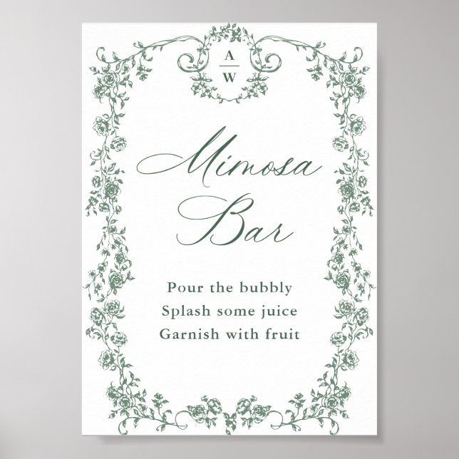  Ornate Victorian Grace Flower Mimosa Bar Sign (Front)