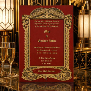 Ornate Vintage Art Deco 1913 Wedding Invitation