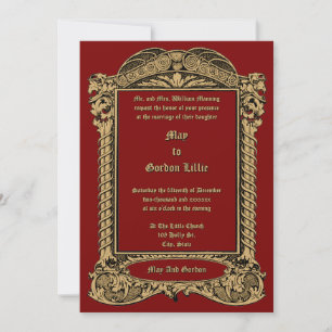 Ornate Vintage Art Deco 1913 Wedding Invitation
