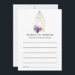 Ornate Vintage Birdcage Lace Floral Bridal Shower Advice Card<br><div class="desc">White lace vintage bridal shower advice cards featuring gilded birdcages adorned with sparkling florals.</div>