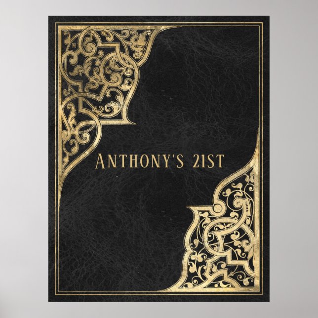 Ornate Vintage Black and Gold Poster (Front)