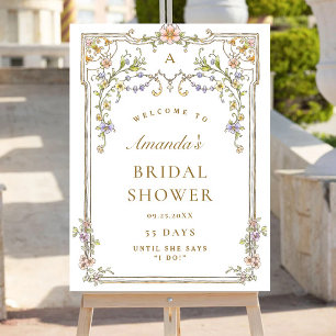 Ornate Vintage Bohemian Bridal Shower Welcome Poster