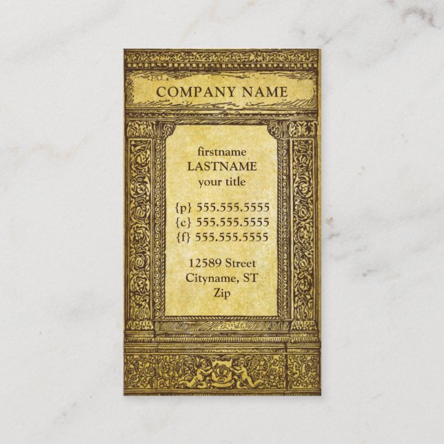 Ornate Vintage Border Business Card (Front)