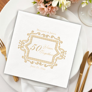 Ornate Vintage Calligraphy – 50th Vow Renewal Foil Napkins