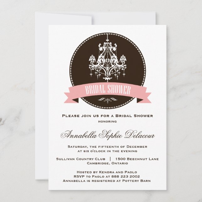 Ornate Vintage Chandelier Bridal Shower Invitation (Front)