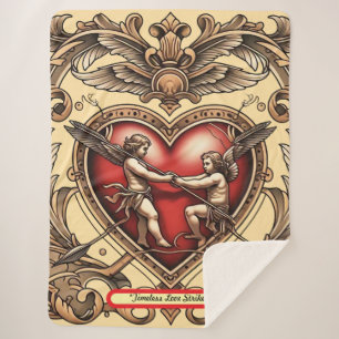 "Ornate Vintage Cupid" Sherpa Blanket