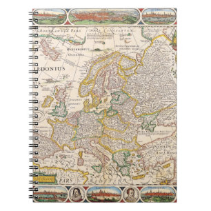 Ornate Vintage Europe Map Notebook