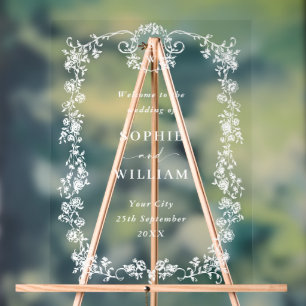 Ornate Vintage Frame Bohemian WELCOME Wedding Acrylic Sign