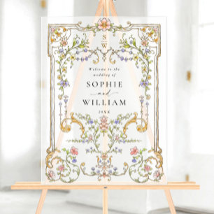 Ornate Vintage Frame Bohemian WELCOME Wedding Acrylic Sign