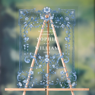 Ornate Vintage Frame Bohemian WELCOME Wedding Acrylic Sign