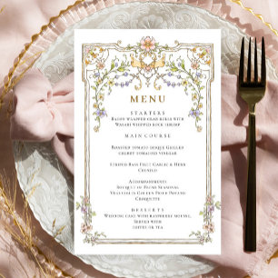 Ornate Vintage Frame Boho Wedding Dinner Menu