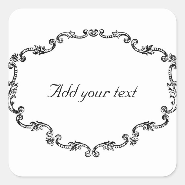 Ornate Vintage Frame Customisable Square Sticker (Front)