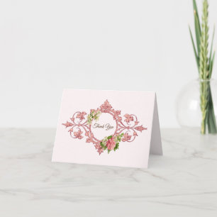 Ornate Vintage Frame with Flowers, Thank You Card