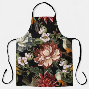 Ornate Vintage Peonies, Roses, Birds. Apron