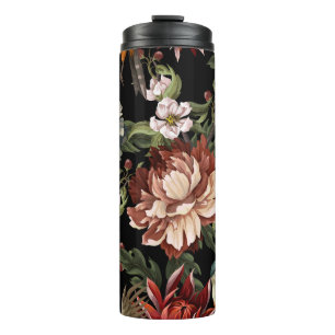 Ornate Vintage Peonies, Roses, Birds. Thermal Tumbler