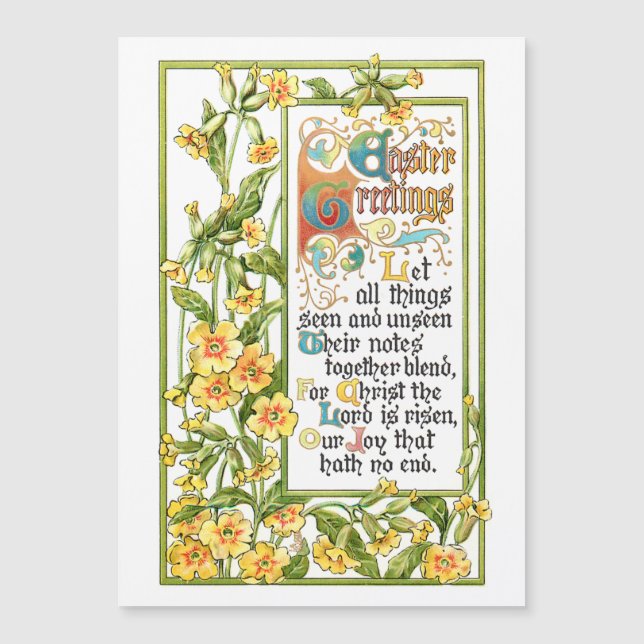 Ornate Vintage Religious Easter Hymn and Primroses (Front)