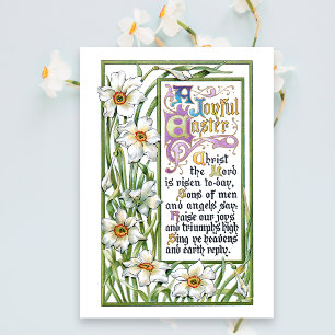 Ornate Vintage Religious Easter Verse & Narcissi  Holiday Card