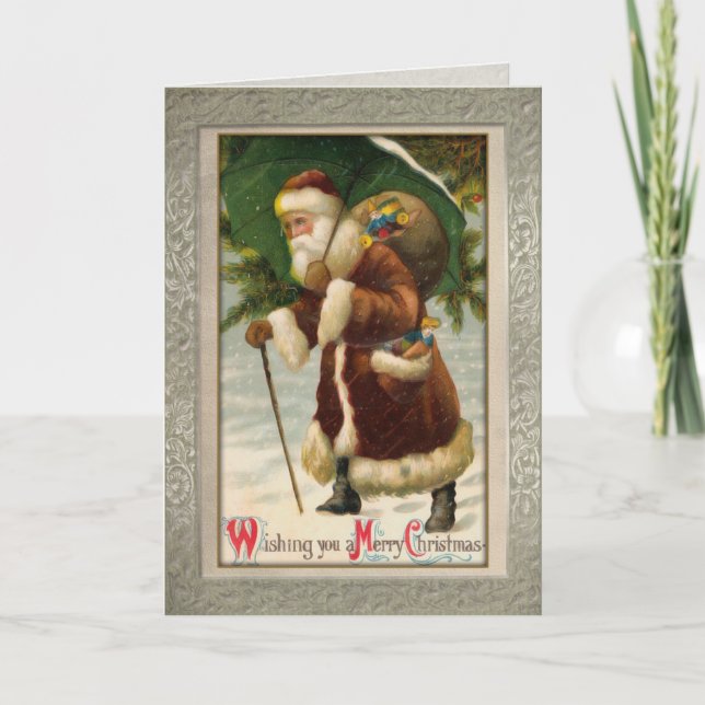 Ornate Vintage Santa Christmas Card (Front)
