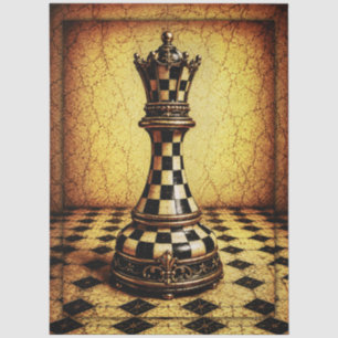 Ornate Vintage Style Chequerboard Chess Queen FX4 Tissue Paper